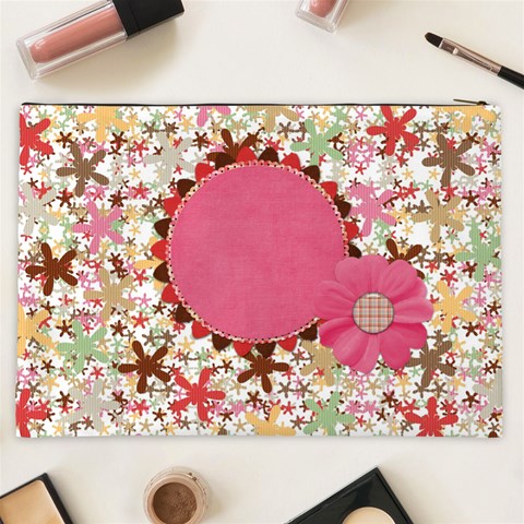Sock Monkey Love Xxl Cosmetic Bag 1 By Lisa Minor Back