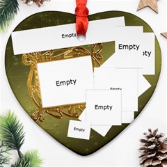 Christmas Gold Flower Heart Ornament - Ornament (Heart)