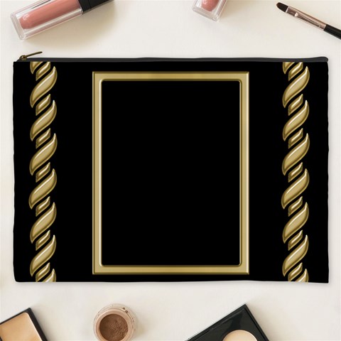 Black And Gold Cosmetic Bag (xxxl) By Deborah Front
