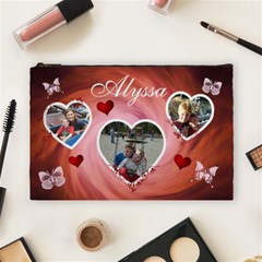 Cosmetic Bag (Large) - Hearts & Butterflies