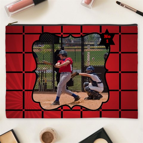 Black And Red Cosmetic Bag Xxxl By Deborah Front