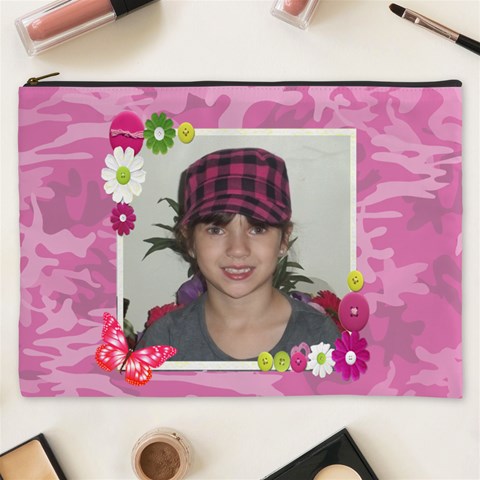 Pink Camo Cosmetic Bag (xxxl) 2 Sides By Kim Blair Front