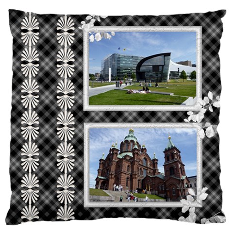 Black And White Large Cushion Case By Deborah Front