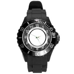 Silver/Gray Photo Frame Watch - Round Plastic Sport Watch (L)
