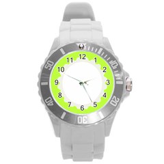 Chartreuse Green/White Photo Frame Watch - Round Plastic Sport Watch (L) Chartreuse Green/White Photo Frame Watch - Round Plastic Sport Watch (L)
