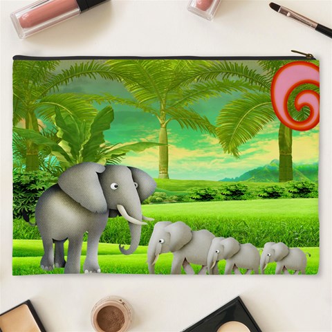 Elephants  Xxxl Cosmetic Bag By Catvinnat Back