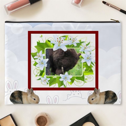 Snow Bunnie Cosmetic Bag (xxxl) 2 Sides By Kim Blair Back