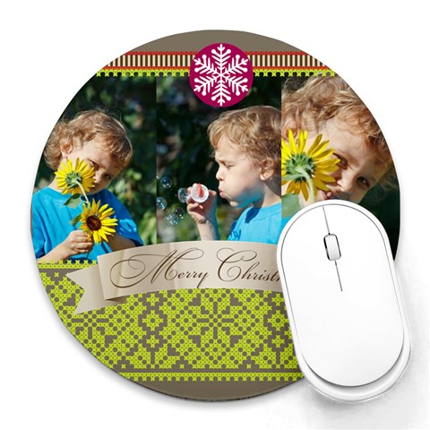 Xmas By M Jan 8 x8  Round Mousepad - 5