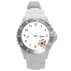 Large Sports Watch_Go Hokies - Round Plastic Sport Watch (L)