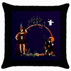 Spooky throw cushion witch (5 styles) - Throw Pillow Case (Black) Spooky throw cushion witch (5 styles) - Throw Pillow Case (Black)