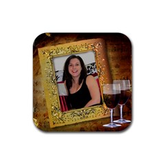 Red Wine on Square Coaster - Rubber Coaster (Square) Red Wine on Square Coaster - Rubber Coaster (Square)