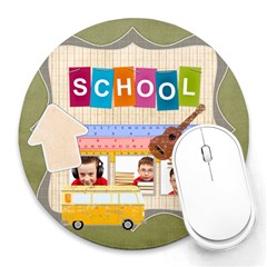 school - Collage Round Mousepad