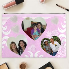 Pink Layered Heart Cosmetic Bag (XXL) 2 sides
