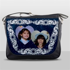 Blue and white Double Heart Messenger Bag Blue and white Double Heart Messenger Bag