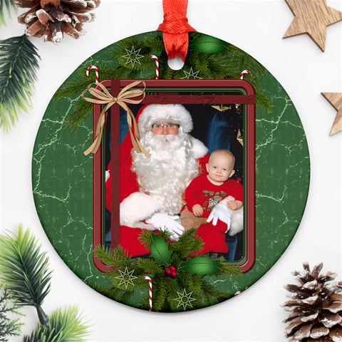 Green Christmas Round Ornament (2 Sides) By Lil Front