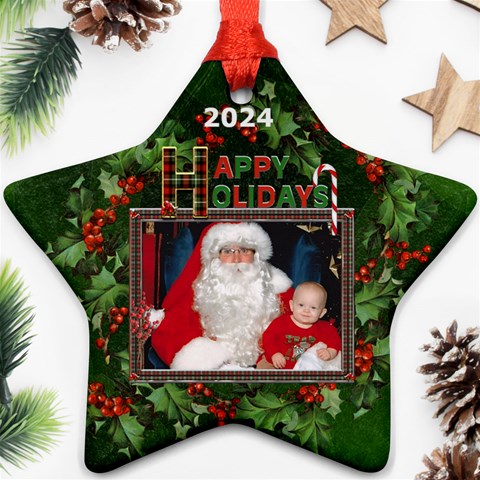 Happy Holidays Star Ornament (1 Sided) By Lil Front