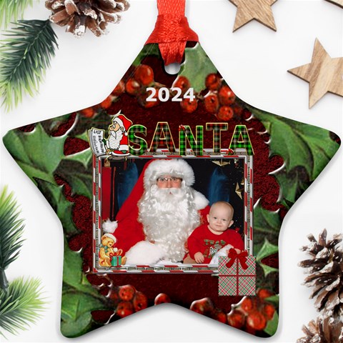 Santa Star Ornament (1 Sided) By Lil Front