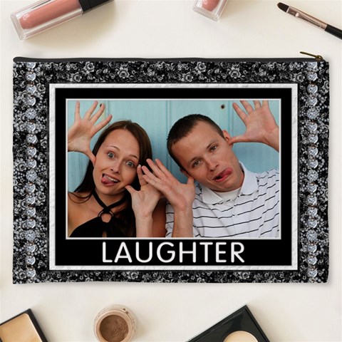 Love And Laughter Xxxl Cosmetic Bag By Lil Back