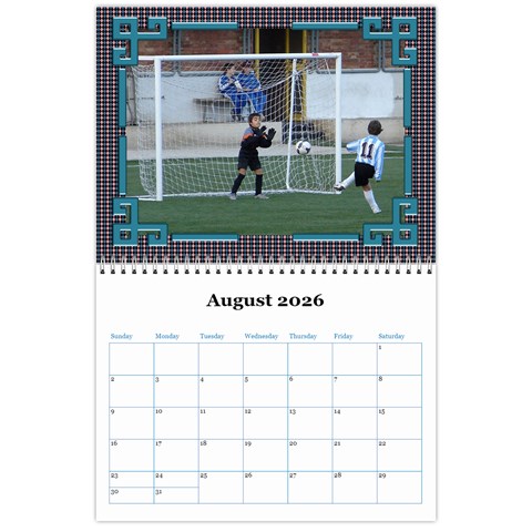 Blue Check Wall Calendar (any Year) 2026 By Deborah Aug 2026