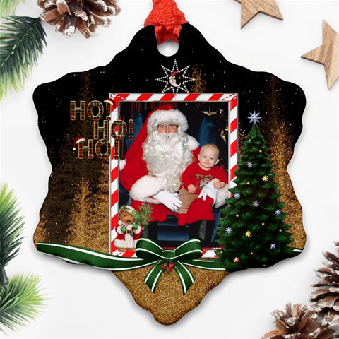 Ho Ho Ho Snowflake Ornament (2 Sided) By Lil Front