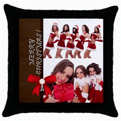 merry christmas - Throw Pillow Case (Black) merry christmas - Throw Pillow Case (Black)
