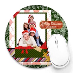 merry christmas - Collage Round Mousepad