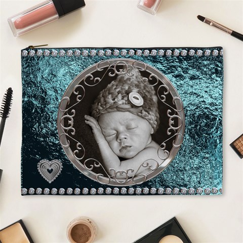 Pretty Blue Xl Cosmetic Bag By Lil Front