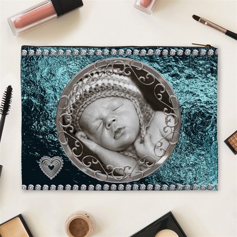 Pretty Blue Xl Cosmetic Bag By Lil Back