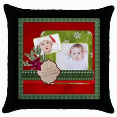 merry christmas - Throw Pillow Case (Black) merry christmas - Throw Pillow Case (Black)