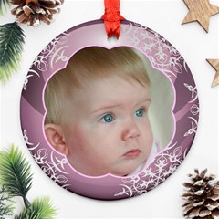 Pink Christmas Ball Ornament round - Ornament (Round) Pink Christmas Ball Ornament round - Ornament (Round)