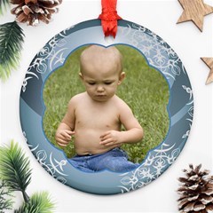 Blue Christmas Ball Ornament round - Ornament (Round)