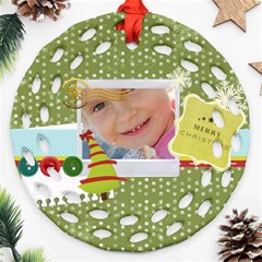 merry christmas - Round Filigree Ornament (Two Sides)