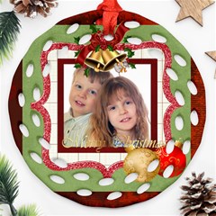 merry christmas - Round Filigree Ornament (Two Sides)