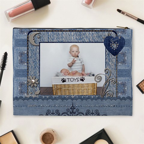 Cute Denim Xl Cosmetic Bag By Lil Back