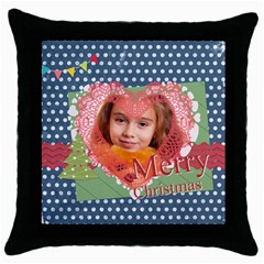 merry christmas - Throw Pillow Case (Black) merry christmas - Throw Pillow Case (Black)