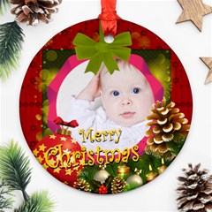 merry christmas - Round Ornament (Two Sides)