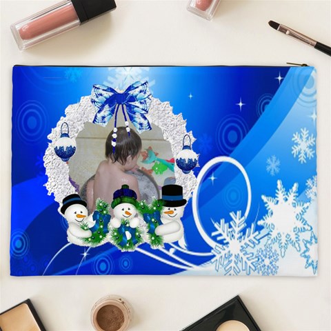 Blue Winter Swirl And  Cosmetic Bag (xxl) By Kim Blair Back