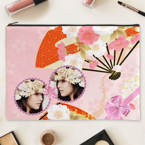 Pink Cosmetic Bag (xxxl) By Joanne5 Front