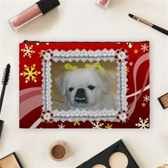 red and gold snowflake cosmetic bag (large)
