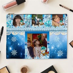 Blue snowflake and lace Cosmetic bag (XL)