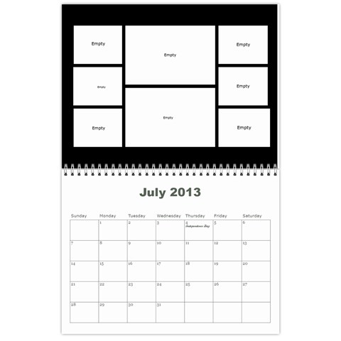 2013 Calendar By J  Richardson Jul 2013