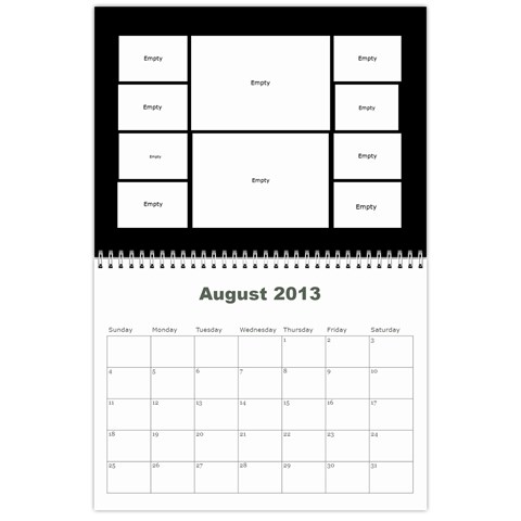 2013 Calendar By J  Richardson Aug 2013