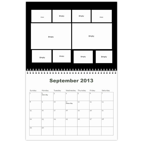2013 Calendar By J  Richardson Sep 2013