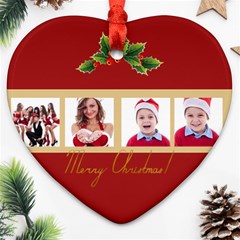 merry christmas, happy new year , happy, xmas - Heart Ornament (Two Sides)