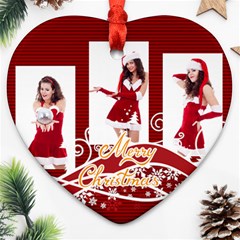 merry christmas, happy new year , happy, xmas - Heart Ornament (Two Sides)