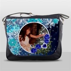 Blue snowflake and roses messenger bag Blue snowflake and roses messenger bag