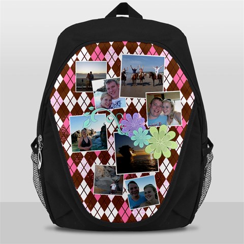 Argyle Flower Backpack By Digitalkeepsakes Front