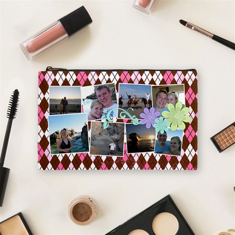 Argyle Flower Cosmetic Bag Medium By Digitalkeepsakes Front