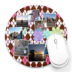 Flower Argyle - Collage Round Mousepad
