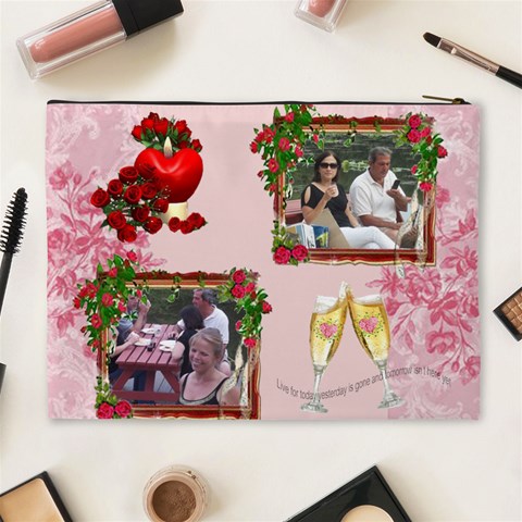 Love In Pink Cosmetic Bag (xl) By Maryanne Back